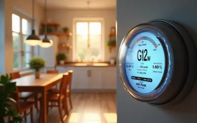 Termostat pokazuje taryfę G12w PGE, optymalizując zużycie prądu latem i zimą.