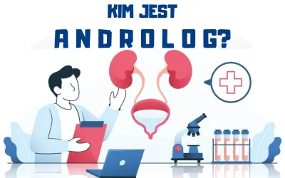Kim jest androlog? Lekarz z notatnikiem i laptopem bada układ moczowo-płciowy, obok mikroskop i probówki.