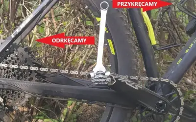 Klucz do roweru pokazuje, jak odkręcić pedały. Pamiętaj o kierunku: lewy pedał odkręcamy w prawo, prawy w lewo.