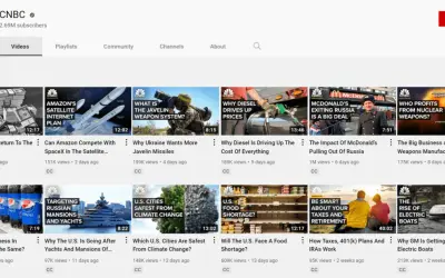 Miniaturki filmów CNBC: "Stagflacja wraca do USA?", "Amazon i satelity SpaceX", "Broń Javelin", "Ceny diesla", "McDonald's w Rosji", "Biznes nuklearny", "Pepsi w Rosji", "Rosyjskie jachty", "Miasta a klimat", "Niedobory żywności", "Podatki i emerytura"...