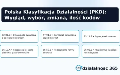 Polska Klasyfikacja Działalności (PKD) - przegląd, wybór i zmiana kodów. Przykłady: oprogramowanie, handel, gastronomia, fryzjerstwo.