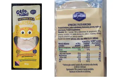 Szyneczka z fileta kurczaka w opakowaniu 50g. Produkt bezglutenowy, z niską zawartością tłuszczu, bez dodatku glutaminianu.