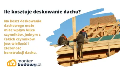Pracownicy montują deskowanie dachu. Cena zależy od wielkości i złożoności konstrukcji.