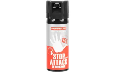 Gaz pieprzowy Perfecta Stop Attack Xtreme 50ml z dyszą strumieniową.