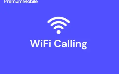 Logo PremiumMobile i ikona Wi-Fi. Dowiedz się, jak włączyć WiFi Calling, by dzwonić przez sieć bezprzewodową.