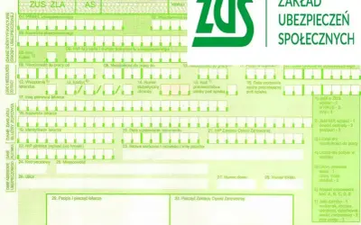 Formularz ZUS ZLA do zgłoszenia niezdolności do pracy, kluczowy przy ustalaniu wynagrodzenia chorobowego a zasiłku chorobowego.