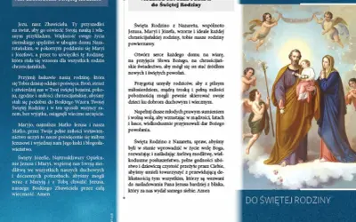 Święta Rodzina z Nazaretu, wzór rodzin chrześcijańskich, do której modlimy się o wiarę i powołania.
