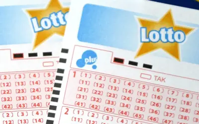 Kupony Lotto z polami do zaznaczenia liczb. Tabela wygranych w keno jest częścią gry.