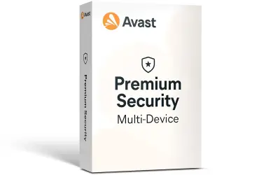 Pudełko Avast Premium Security Multi-Device, zapewniające kompleksową ochronę cyfrową.