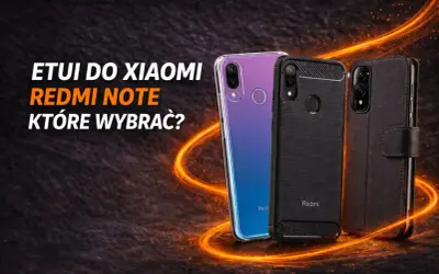 Trzy etui do Xiaomi Redmi Note: przezroczyste, czarne z włóknem węglowym i brązowe z klapką.