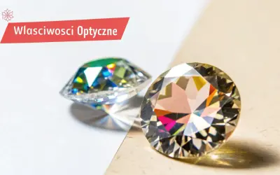 Dwa błyszczące kamienie, jeden to cyrkonia, drugi diament, ukazują swoje optyczne właściwości.