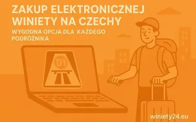 Zakup elektronicznej winiety na Czechy to wygodna opcja dla każdego podróżnika. Na ekranie laptopa widoczny symbol autostrady D1.