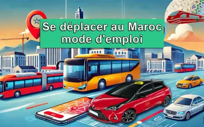 Comment se déplacer au Maroc : bus, taxis, train et application de navigation sur smartphone.