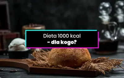 Chleb i lody na drewnianej desce. Napis: Dieta 1000 kcal - dla kogo?