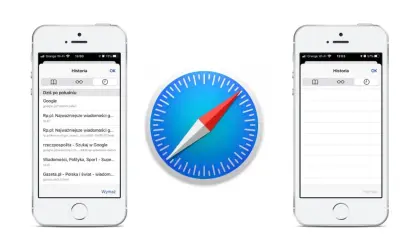 Historia wyszukiwania Safari na iPhonie. Widoczne wpisy z Google, rp.pl i gazeta.pl.