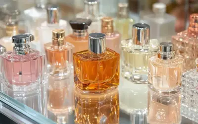 Eleganckie flakony perfum na półce. Zastanawiasz się, czy Notino ma oryginalne perfumy? Wygląda na to, że tak, bo wybór jest imponujący!