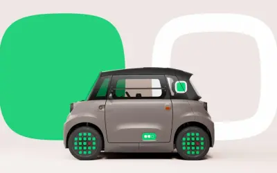 Szary Citroen Ami z zielonymi akcentami, idealny do miasta. Sprawdź, jaka jest jego atrakcyjna citroen ami cena!