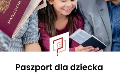 Rodzina z paszportem dla dziecka, gotowa na podróż.