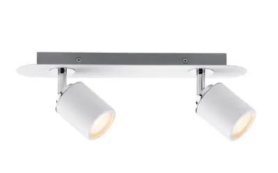 Nowoczesna lampa sufitowa tuba z dwoma reflektorami, idealna do podkreślenia detali w pomieszczeniu.
