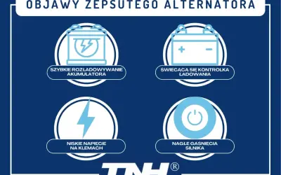 Objawy zepsutego alternatora w aucie: szybkie rozładowanie akumulatora, kontrolka ładowania, niskie napięcie, nagłe gaśnięcie silnika.