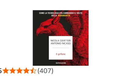 Copertina del libro "Il grifone" di Nicola Gratteri e Antonio Nicaso, con un'illustrazione rossa di un grifone.