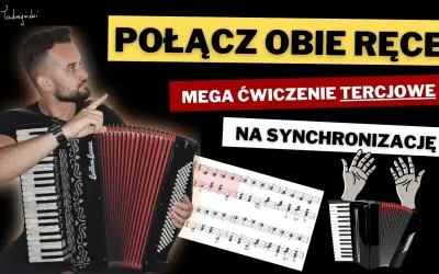 Piotr Padmyński pokazuje, jak zagrać "Sto lat" na pianinie, ćwicząc synchronizację rąk.