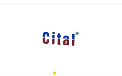 Logo Cital, z literami w kolorze niebieskim i czerwonym.