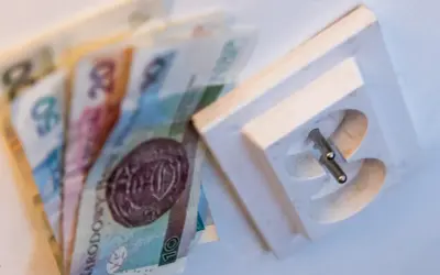 Pieniądze obok gniazdka elektrycznego. Chcesz wiedzieć, jak sprawdzić rachunek za prąd PGE?