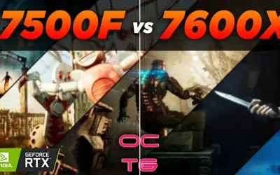 Vergleich: Ryzen 5 7500F vs Ryzen 5 7600X. Gaming-Szenen mit Nvidia GeForce RTX.