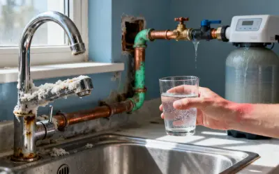 Robinet entartré, main irritée, eau qui coule : les inconvénients de l'eau trop douce.
