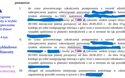 Postanowienie o alimentach: 7000 zł miesięcznie. Odpowiedź na pozew o alimenty może być kosztowna.