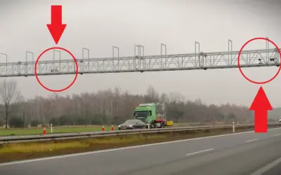 System odcinkowy pomiar prędkości a2. Kamery monitorują ruch na autostradzie.