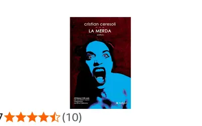 Copertina del libro "La Merda" di Cristian Ceresoli, con un volto urlante in blu su sfondo scuro. Un'opera che esplora la natura della merda.