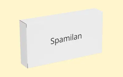 Białe pudełko z napisem "Spamilan". Czy to lek na stres, czy może coś innego?