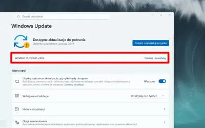 Dostępna aktualizacja Windows 11, version 25H2 do pobrania i zainstalowania.