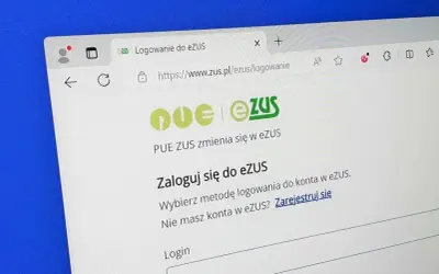 Ekran logowania do eZUS. PUE ZUS zmienia się w eZUS. Wybierz metodę logowania do konta w eZUS. Zarejestruj się.