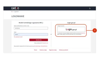 Formularz logowania. Wpisz login i hasło, aby się zalogować. Możesz też użyć logowania przez Login.gov.pl.