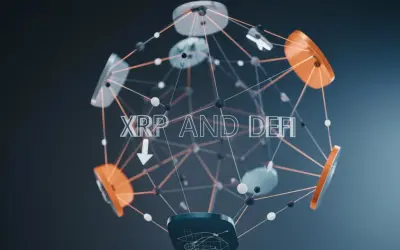 Sieć XRP i DeFi, z elementami przypominającymi monety i połączeniami, sugeruje potencjalny **flare crypto**.
