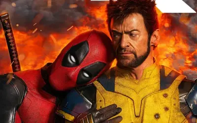 Deadpool & Wolverine: obsada w ogniu. Deadpool opiera się o Wolverine'a, który patrzy w bok.
