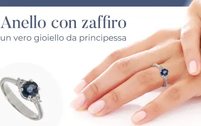 Anello con zaffiro blu, un gioiello da principessa. Il suo significato è legato alla saggezza e alla nobiltà.