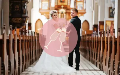 Para, kto nie może być świadkiem na ślubie kościelnym, to osoba nieochrzczona. Para młoda w kościele.