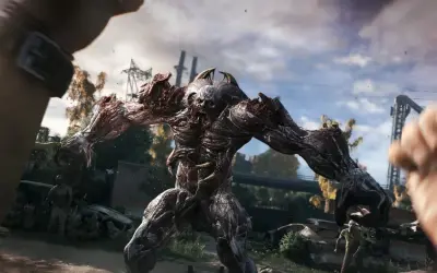 Potężny potwór z Dying Light Trainer w akcji, gotowy do ataku.