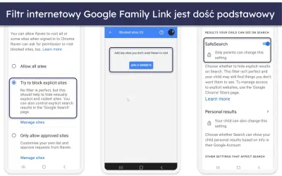 Jak zablokować strony dla dorosłych? Google Family Link oferuje opcję "Spróbuj blokować nieodpowiednie strony", która pomaga ukryć treści dla dorosłych.