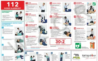 Instrukcja pierwszej pomocy przedmedycznej: ocena bezpieczeństwa, przytomności, udrożnienie dróg oddechowych, ocena oddechu, wezwanie pomocy, RKO i AED.