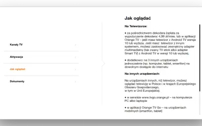 Jak oglądać telewizję Orange na telewizorze i innych urządzeniach. Dowiedz się, jak korzystać z Orange TV Go.