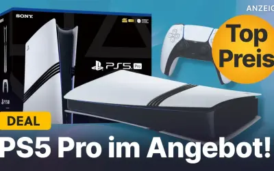 PS5 Pro im Angebot! Konsole und Controller im Fokus, mit "Top Preis" und "DEAL" als Highlights.