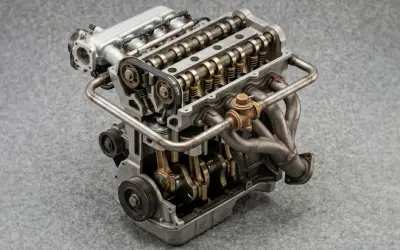 Motore a benzina con distribuzione a cinghia e valvole a vista. L'olio motore ACEA C3, significato di alta qualità, protegge questi componenti.