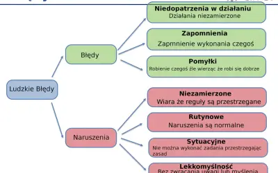 Ludzkie błędy: niedopatrzenia, zapomnienia, pomyłki. Naruszenia: niezamierzone, rutynowe, sytuacyjne, lekkomyślność.