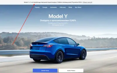 Niebieski Tesla Model Y na drodze. Czy ładowanie Tesli jest darmowe? Sprawdź warunki promocji na 1 rok darmowego ładowania Supercharging.