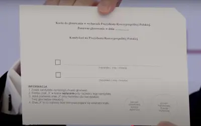 Karta do głosowania w wyborach prezydenckich, pokazująca, jak wyglądają karty do głosowania z miejscem na zaznaczenie kandydata.